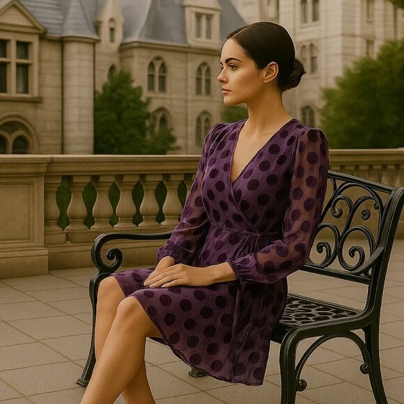 Betsey Johnson Velvet Wrap Mini Dress Velvet Whimsical Fall Winter Wedding Guest - Picture 1 of 9